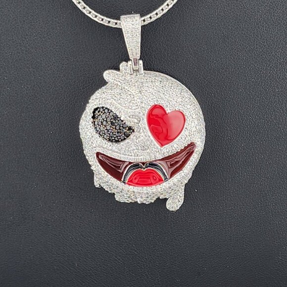 Two-Faced Charm: Half & Half Emoji Necklace in 925 Silver - Picture 2 of 8